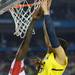 Michigan junior Jordan Morgan is fouled at the rim during the second half of the national championship game at the Georgia Dome in Atlanta on Monday, April 8, 2013. Melanie Maxwell I AnnArbor.com